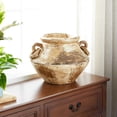 thumbnail image 2 of DecMode 10" Distressed Beige Ceramic Vase, 2 of 8