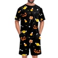 thumbnail image 2 of Mens Pajamas Set Halloween Soft Short Sleeve Pjs Pumpkin Pajamas 2 Piece Sleepwear Mens Loungewear Sets Summer with Pockets, 2 of 7