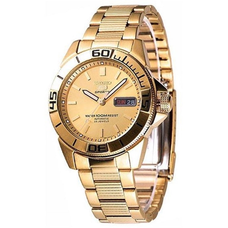 Seiko Men's SNZE14 Sports 5 Gold Tone Automatic Watch - Walmart.com