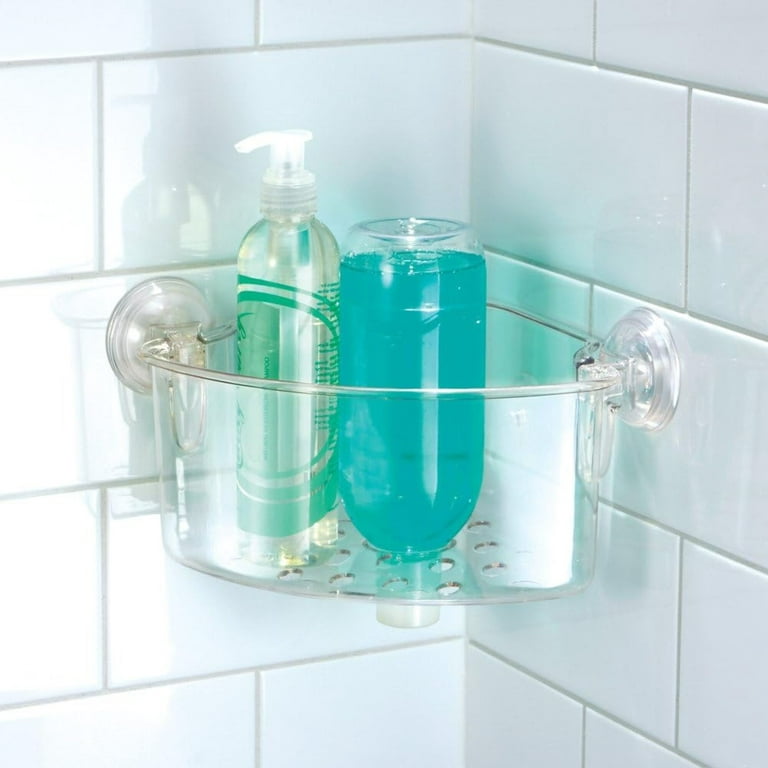 iDesign Plastic Bath Shower 1-Shelf Suction Caddy Holder, Clear 