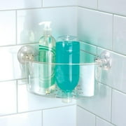 iDesign Plastic Power Lock 1-Shelf Shower Caddy, 5.2 x 4.8 x 10.4, Clear