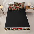thumbnail image 4 of Manfei Brown Leopard Print Zipper Twin Comforter Sets with Fitted Sheet and 2 Pillowcases For Kids,Red Cute Cherry Print Zipper Bedding Set For Girls,Black Reversible,4-Piece, 4 of 7