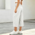 thumbnail image 3 of MXUIKV Pants for Women Plus Size Loose Fitted Drawstring Elastic Waist Wide Leg Cropped Barrel Trousers(X-Large,White), 3 of 5