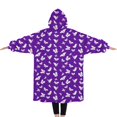thumbnail image 2 of Oversized Wearable Blanket Hoodie,Purple White Butterfly Pattern Sherpa Blanket Hoodie with Super Pockets,Super Warm Fuzzy Pullover for Women & Men, 2 of 6