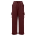 thumbnail image 6 of Women's Plus Women's Pants with Pockets on Legs Black Pants for Women with Pockets Women High Waisted Wide Leg Pants Fashion Drawstring Elastic Trousers Comfy Straight Leg Long Pants with Pockets, 6 of 8