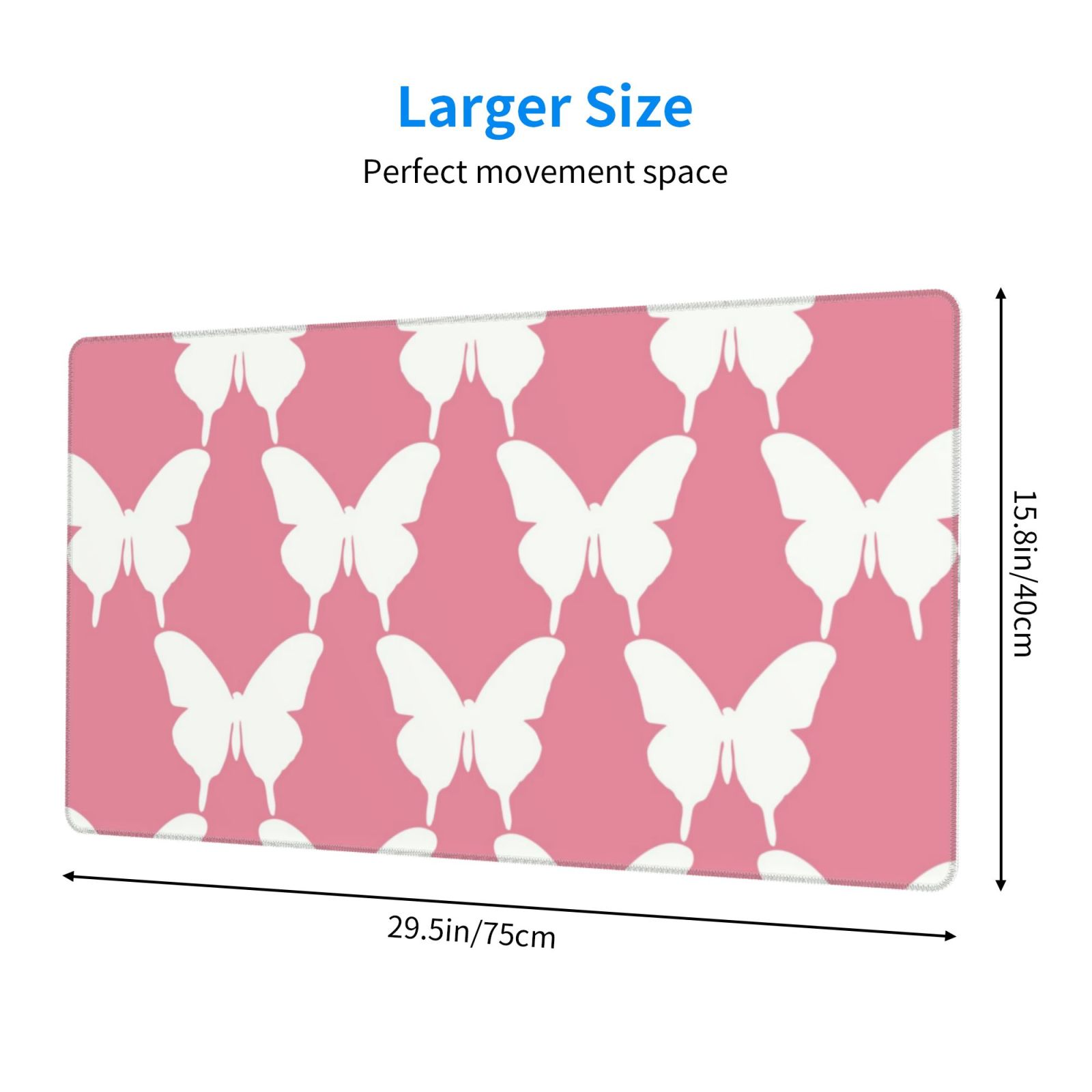 Rateoe Butterfly 2 Print Mouse Pad - Extended Large Gaming Mousepad,Non-Slip Stitched Edge,16x29.5 Inch