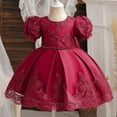 thumbnail image 4 of WOYY Toddler Girls Short Sleeve Bow Embroidery Evening Dress Party Pageant Gown, Sizes 6M-5T, 4 of 8