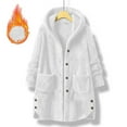 thumbnail image 2 of XFLWAM Women's Fuzzy Sherpa Fleece Jacket Long Sleeve Button Down Hooded Jackets Fall Winter Warm Coats Plush Outerwear, 2 of 9