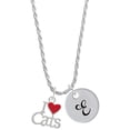 thumbnail image 1 of Delight Jewelry Silvertone I Love Cats with Red Heart Silvertone Script Initial Disc - E - Charm Necklace, 20"+3", 1 of 4