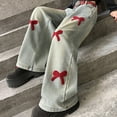 thumbnail image 4 of Auroural Girls Pants 14-16 Jeans Girls Jeans Size 14-16 Loose Fit Mid Size Children's Sports Sweatpants Children's Flower Curved Knife With Pockets Casual Pants Pants Light Blue 14-15 Years, 4 of 7