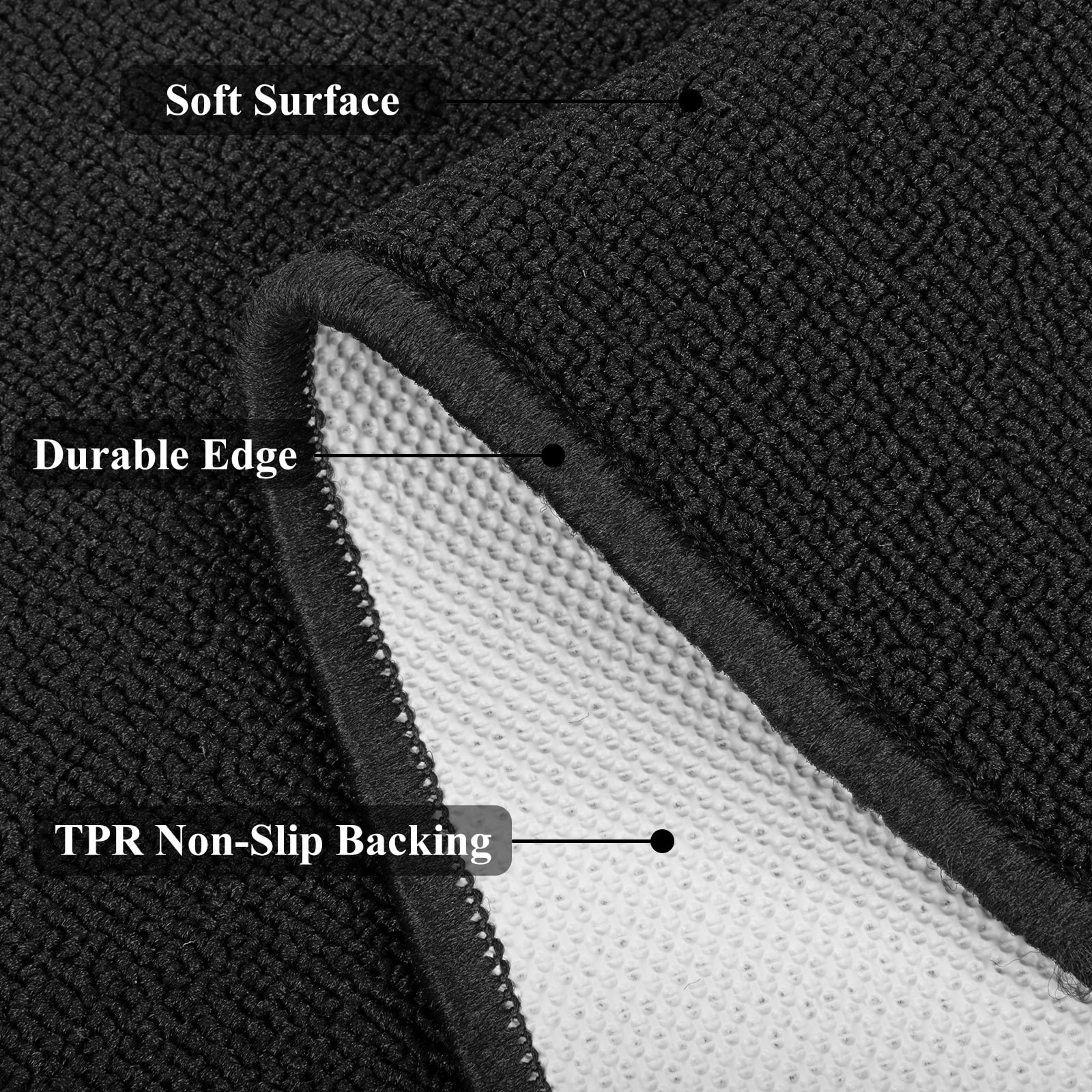 MeyJey 2'x8' Runner Rug Non Slip Washable Hallway Rug for Kitchen/Laundry Room, Black