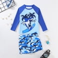 thumbnail image 6 of TOWED22 Boys Two Piece Rash Guard Swimsuits Kids Long Sleeve Printed Swimwear Sets Quick Dry Bathing Suit Boys 4-12 Years Sky Blue,7 Y, 6 of 6