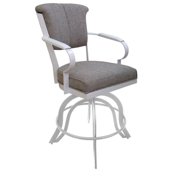Miami 30" Metal Bar Stool Wood Arm - A Base - Ash Fabric - White