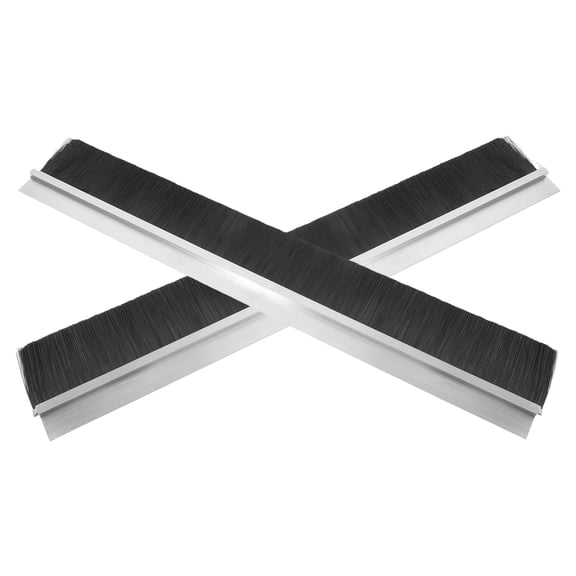 IDEANATEGRATE Aluminum Door Brush Seal Weatherproof Dust Stopper Black for Door 2Pcs