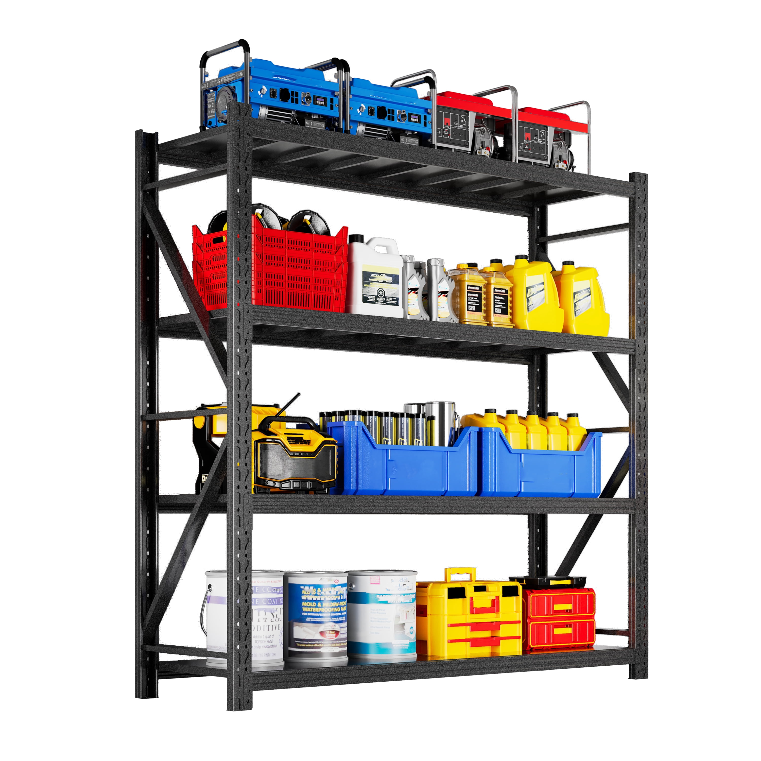 Heavy Duty Garage Shelving Unit, 4-Tier Steel Adjustable Metal Storage Rack