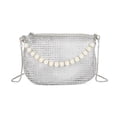 thumbnail image 1 of KAKOWELY Elegante bolso de mano con diamantes de imitación para mujer, bolso de noche brillante con cadena cruzada y asa de perla para fiestas, bodas y eventos formales., 1 of 4
