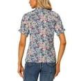 thumbnail image 3 of INSPIRE CHIC Women's Blouse Floral Ruffled Short Sleeve Ruffle Neck Casual Blouses M Black Purple, 3 of 6
