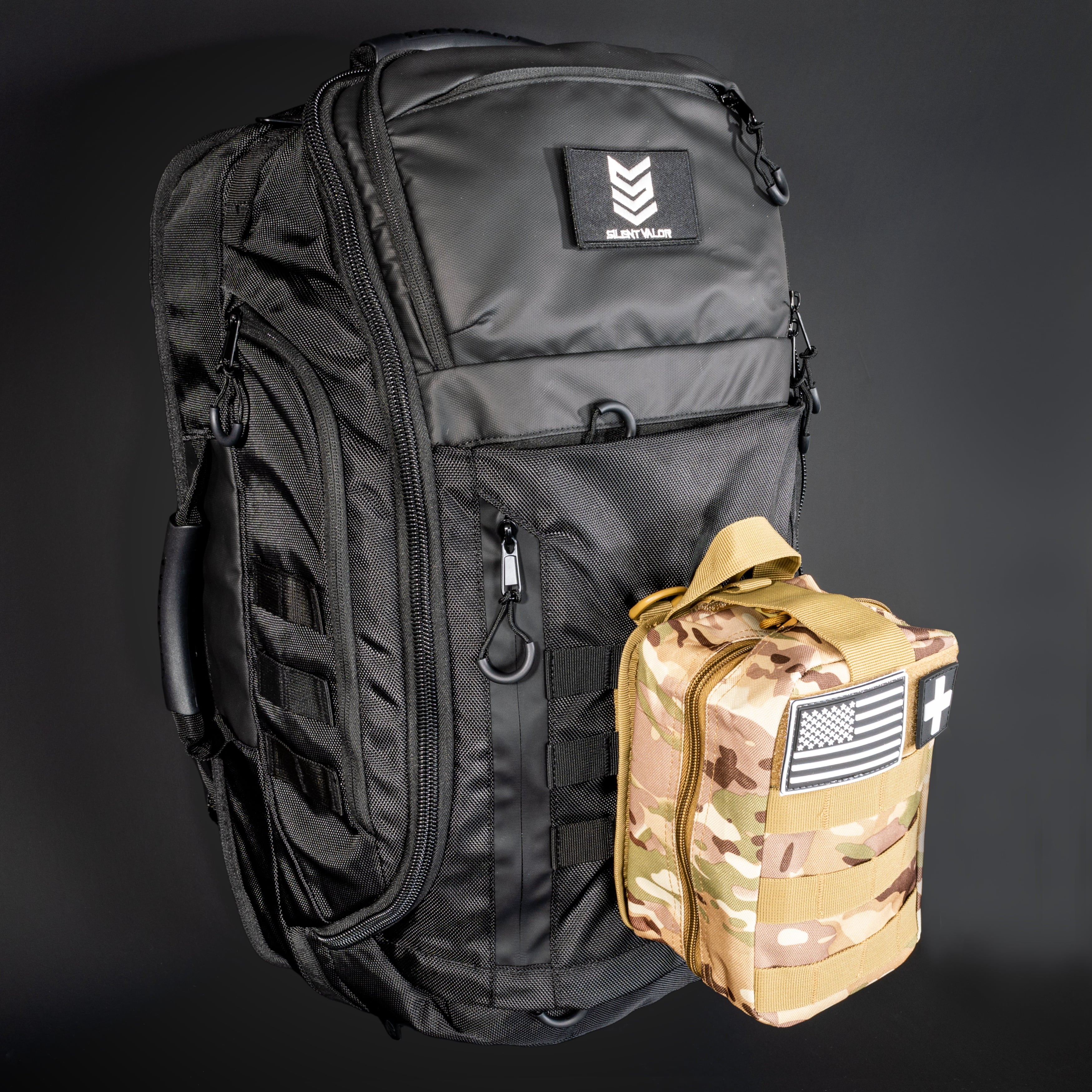 Silent Valor CARGO Tactical Backpack - 1.7 CU FT 3-Day Pack - Inner and Outer MOLLE System - RF & NFC Shielded Pockets - Waterproof - Duffle Convertible