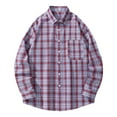 thumbnail image 4 of Afuyipoi Mens Button-Up Shirts,Stylish Checkered Lightweight Long Sleeve Casual Woven Shirts Red L, 4 of 5