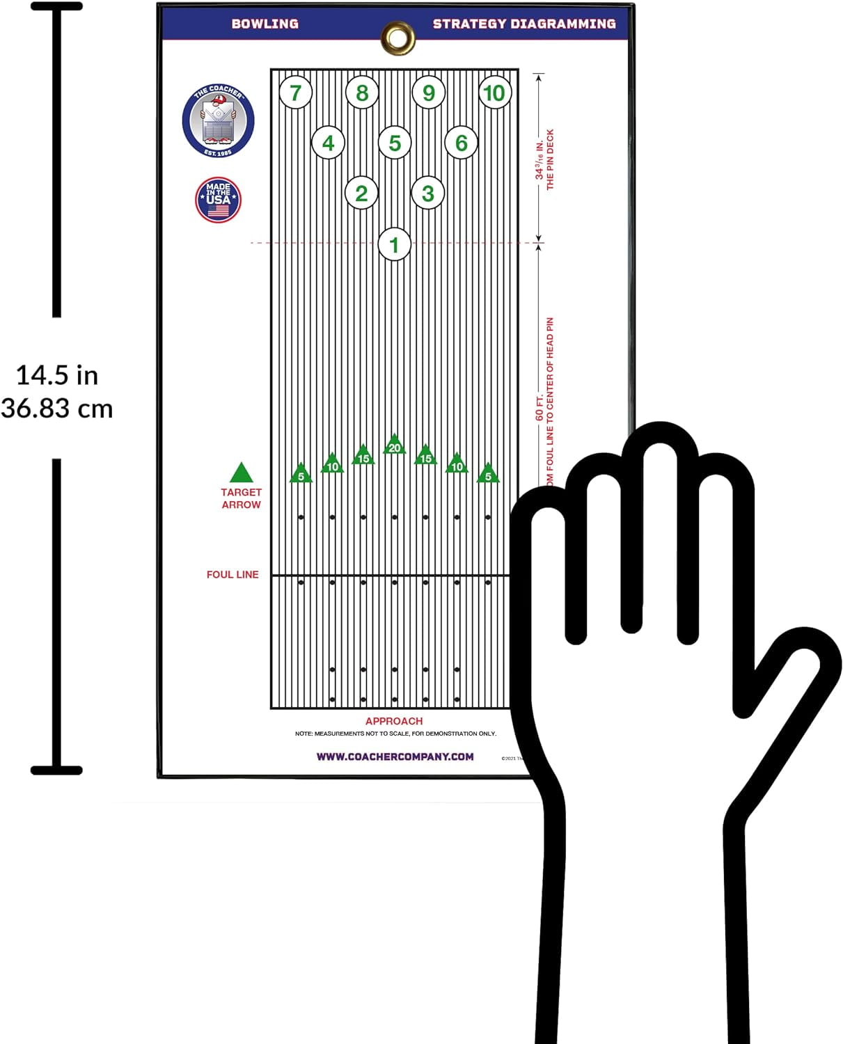 Premium Dry Erase Magnetic Bowling Coaching Coach Board Clipboard - Double-Sided - Made in The USA