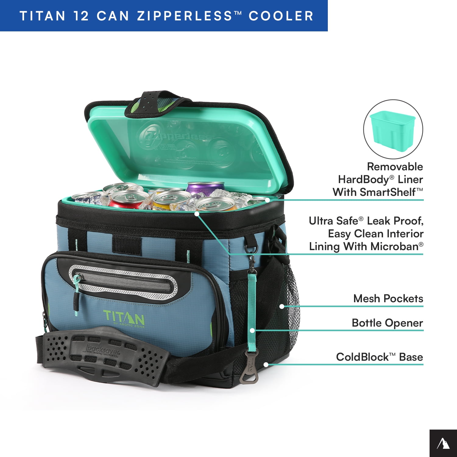 Titan by Arctic Zone Zipperless 12-Can Soft Cooler, 8-Quart, Bali Green