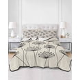 thumbnail image 2 of Twin Quilt Bedding Set, Farmhouse Dandelion Reversible Summer Quilt 3 Pieces, Spring Modern Country Flower Black Beige Lightweight Bedspreads Coverlets with 2 Pillow Shams for All Seasons, 2 of 5