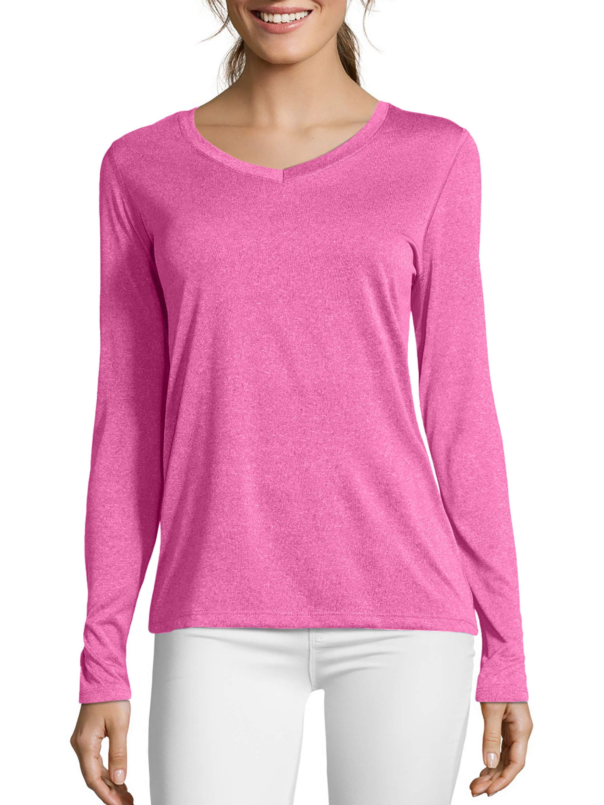Details about   Hanes Sport Women's Cool DRI Performance Long Sleeve Tee  Small Razzle Pink 