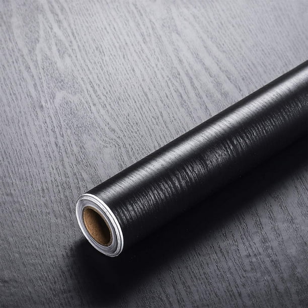 VEELIKE 15.7"×118" Black Wood Grain Contact Paper for Countertops Faux
