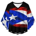 thumbnail image 4 of PUERTO RICAN FLAG Women's V-Neck Blouse With 3/4 Ruffled Bell Sleeves Casual Top Ladies Blouses, 4 of 7