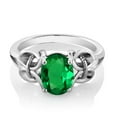 thumbnail image 2 of Gem Stone King 925 Sterling Silver Green Simulated Emerald Ring for Women (1.50 Cttw, Oval 9X7MM, Available in Size 5, 6, 7, 8, 9), 2 of 5