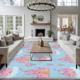 thumbnail image 3 of Pink Blue Castle Area Rugs 6'x9', Washable Small Throw Rugs for Kitchen Dining room, Balloon Modern Art Stars Moon Indoor Outdoor Rug Non-Slip Low Pile Carpet Runner Reversible Floor Mats, 3 of 8
