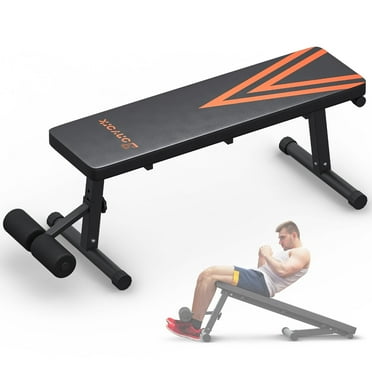 2 In 1 Adjustable Flat Weight Bench - Bonvork 45.3'' Extended Foldable Flat Bench for Home Gym,750LBS Sit Up Bench with 18'' Widened Base,Strength Training Workout Bench Press for Full Body Exercise