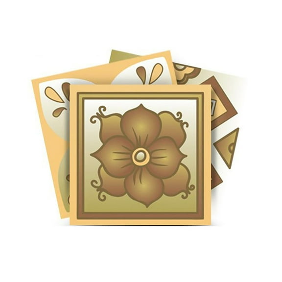 HomeRoots 390907 8 x 8 in. Vintage Beige & White Peel & Stick Removable Tiles