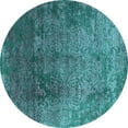 thumbnail image 1 of Ahgly Company Indoor Round Oriental Turquoise Blue Industrial Area Rugs, 3' Round, 1 of 4