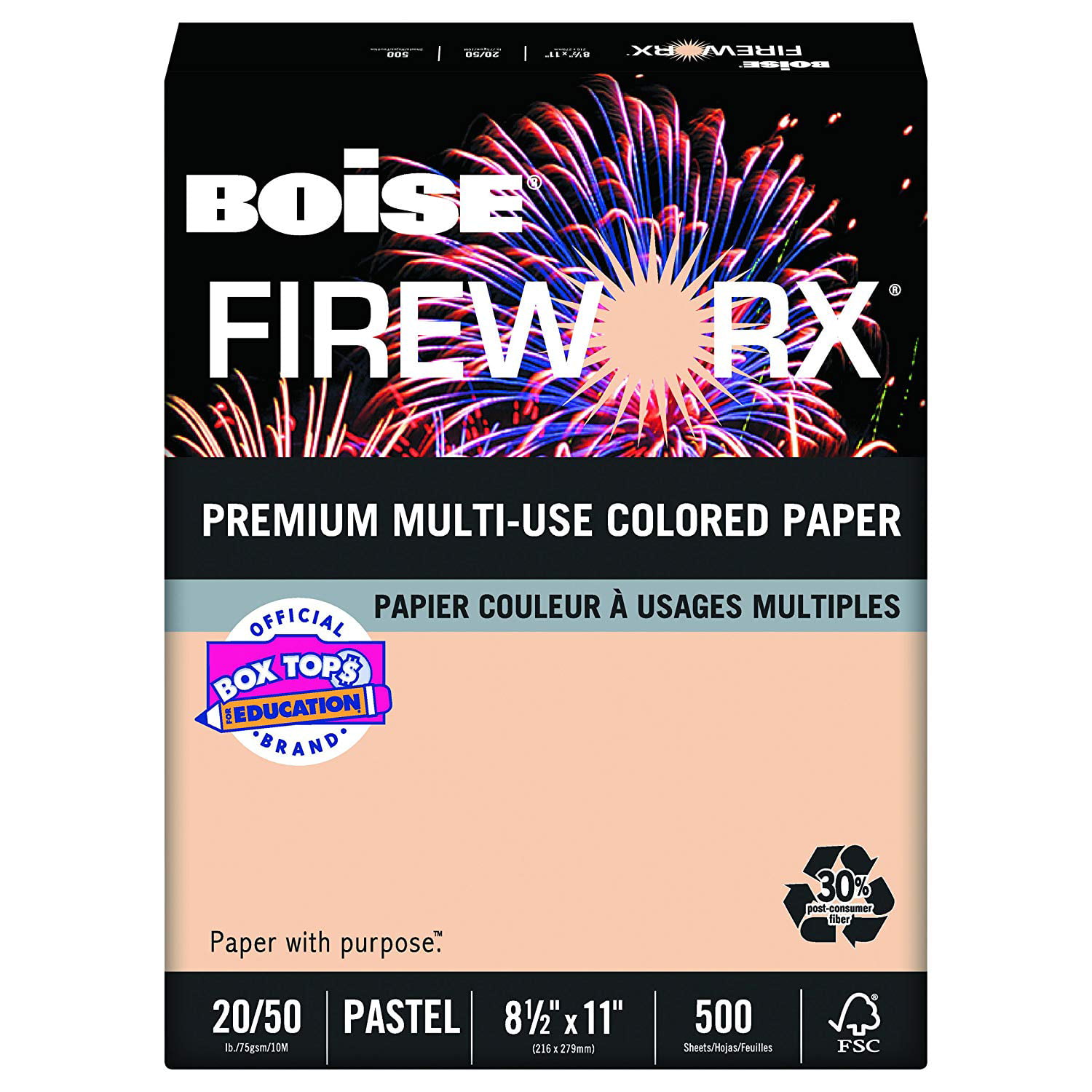 Boise Fireworx Color Copy/Laser Paper 500 Sheets 20 lb MP2201-IY 8.5 x 11 Letter Size Flashing Ivory