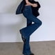 thumbnail image 4 of Gibobby Jeans Pantalones de mujer Pantalones vaqueros acampanados Vintage para mujer, pantalones vaqueros de pierna ancha Retro con parte inferior de campana(Azul,XL), 4 of 5