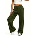 thumbnail image 6 of ZHYou No Boundarie Sweatpants for Women Wide Leg Side Tied High Waist Soft Comfy Baggy Fit Pull On Pants with Pockets,Army Green,Size S, 6 of 7