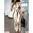 thumbnail image 4 of Womens Apricot Off-Shoulder Printed Bodycon Maxi Dress, 4 of 6