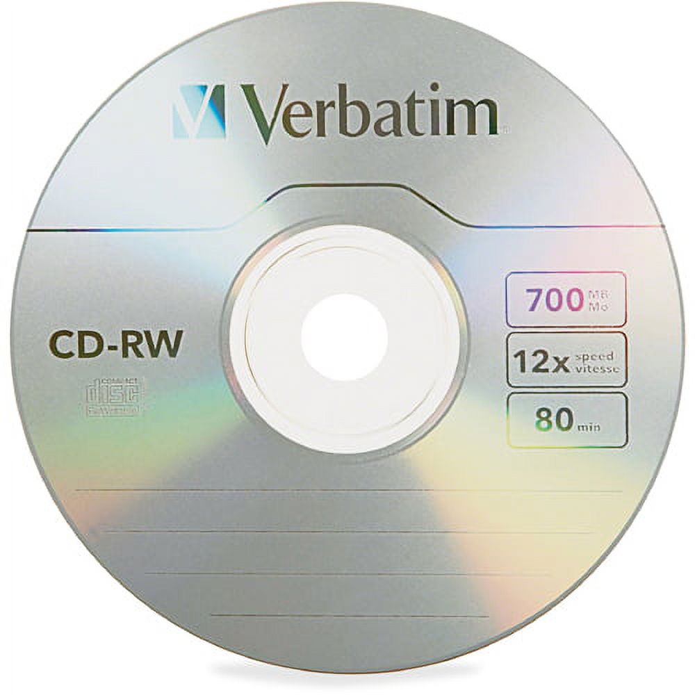 Verbatim CD-RW 700MB 4X-12X High Speed with Branded Surface - 10pk Slim Case - image 2 of 2