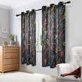 thumbnail image 2 of Yayeee Window Curtains Light Filtering 63"x42" Grommet Panel Pair Home Living Room Decor, Black Neon Lightning, 2 of 7