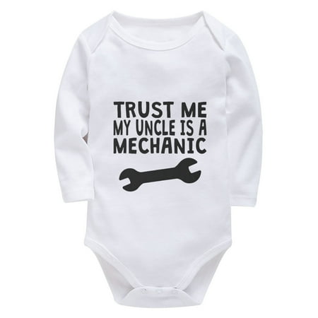 

Trust Me My Uncle Is A Mechanic Unisex Clothes Long Sleeve Baby Boy Rompers Newborn White Baby Girl Rompers 9-12 Months