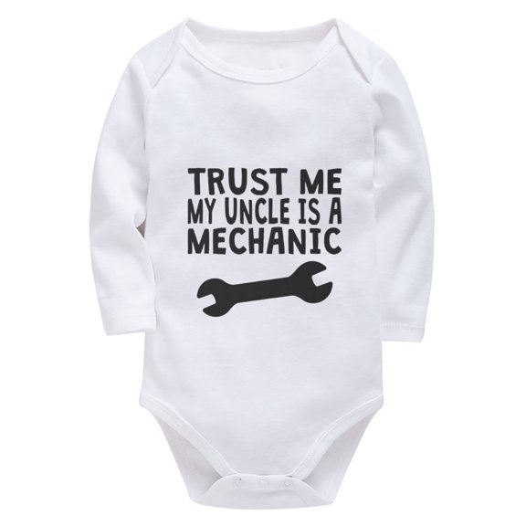 Trust Me My Uncle Is A Mechanic Unisex Clothes Long Sleeve Baby Boy Rompers Newborn White Baby Girl Rompers 9-12 Months