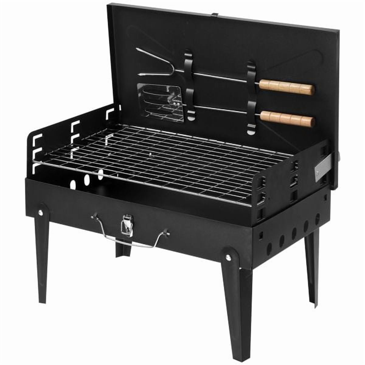 Portable Square BBQ Grill for Outdoor Camping and Backyard Use,Black Lightweight Charcoal Grill with Easy Carry and Storage,Durable High-capacity Barbecue Grill for Home and Travel