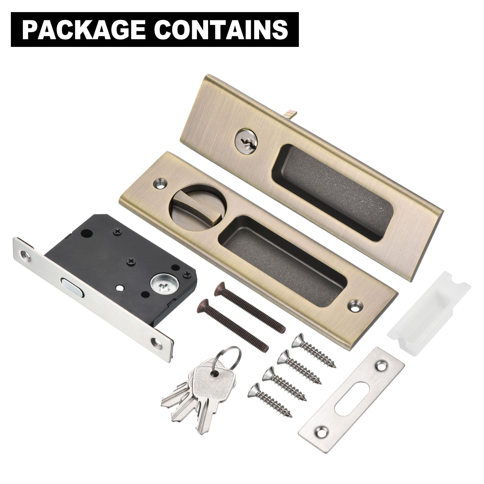 Unique Bargains Sliding Door Lock Invisible Recessed Handle Latch Door Hardware Lock Bronze