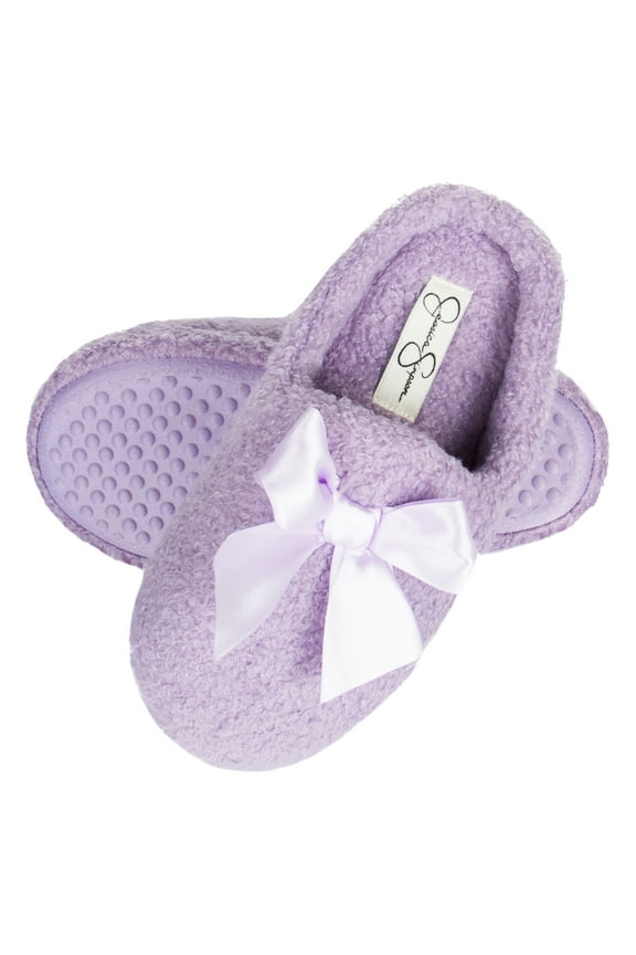 Girls Slip-On Clogs - Fuzzy Comfy Warm Memory Foam Sherpa Slippers with Satin Bow