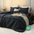 thumbnail image 4 of Twin Comforter Set with Sheet - 3 Pieces Soft Black Bedding Sets, Grid Pinch Pleat, All Season Lightweight Fluffy Bed Set, 4 of 6
