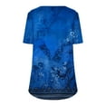 thumbnail image 5 of JTZGDY Summer Shirts for Women Casual Ruched Pleated Short Sleeve Crewneck Graphic T-Shirts Cute Floral Printed Ladies Flowy Tunic Blouse Blue#02 XXL, 5 of 6