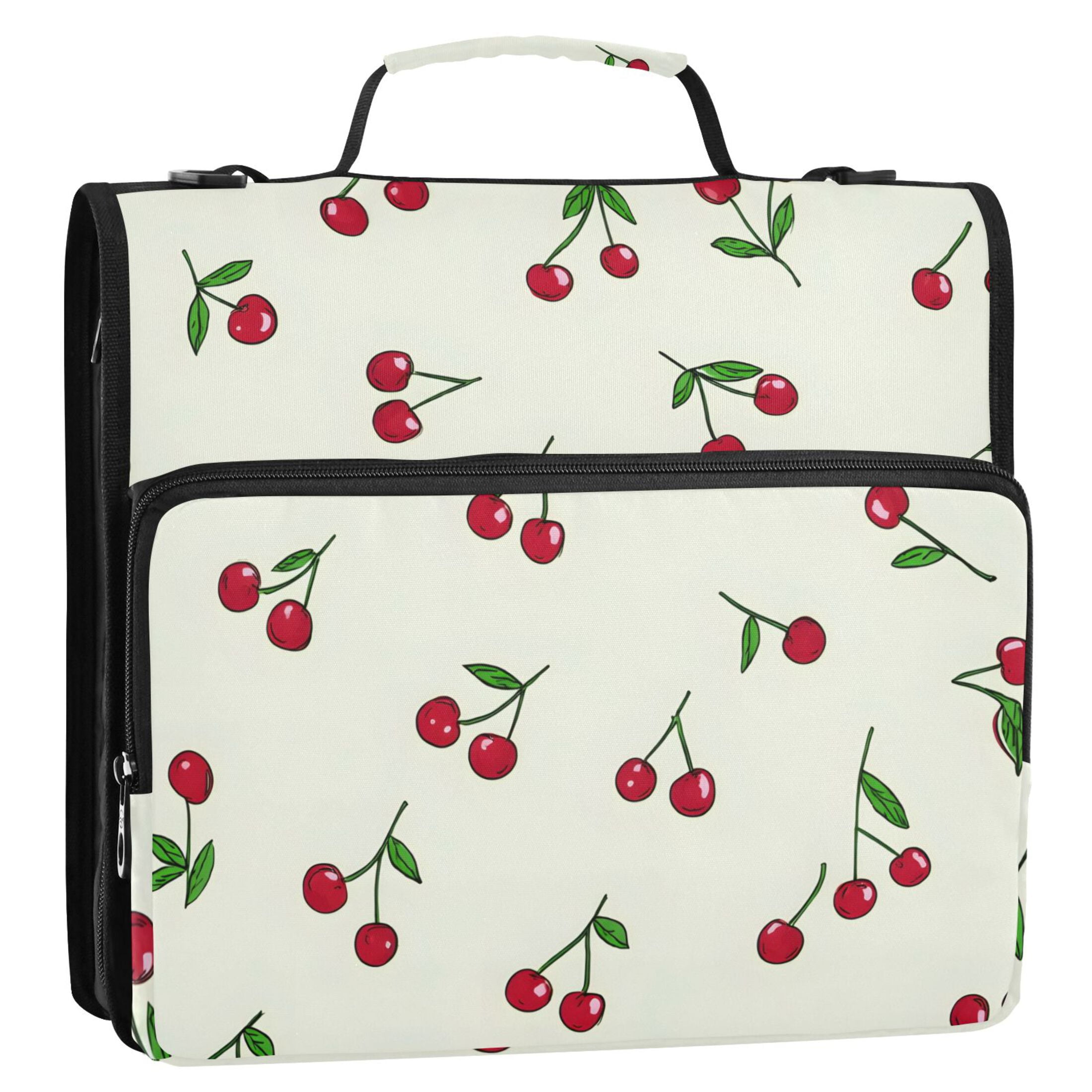 ALAZA Zipper Binder Red Cherries 3 Ring Trapper Keeper File Folder Organizer Bag