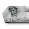thumbnail image 3 of Skull Soft Flannel Fleece Throw Blanket, Contemporary Illustration of Smokey Grungy Dark Horror Style Devil Evil Print Art, Cozy Plush for Indoor and Outdoor Use, 60" x 80", Grey White, by Ambesonne, 3 of 6