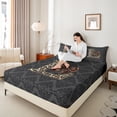 thumbnail image 4 of Homewish Bowknot Initial Alphabet L 4pcs Bed Sheets for Female Men,Animal Cheetah Print King Sheets,Gothic Chic Damask Super Cozy Sheet Set,Luxury Bedroom Decor, 4 of 7